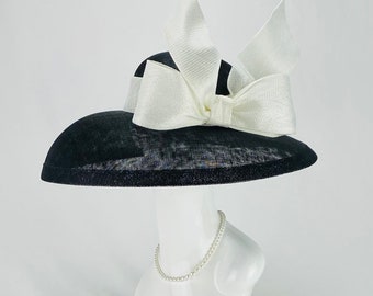 Black Wide Brim Hat with White Bow