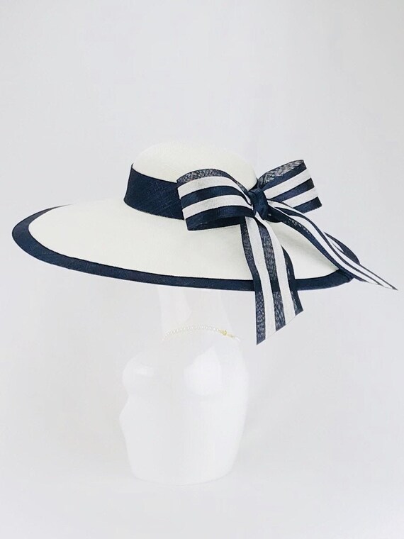 White Sinamay Wide Brim Hat - Etsy