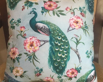 Handmade Decorative Peacock Throw Pillow | Multicolor | 13x13 |