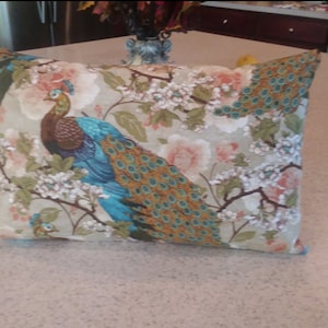 Lumbar Pillow , 9 X 14 , Multi Color , Spring Decor , Peacock , Home Decor , Fabric Craft , Throw Pillow, Toss Pillow