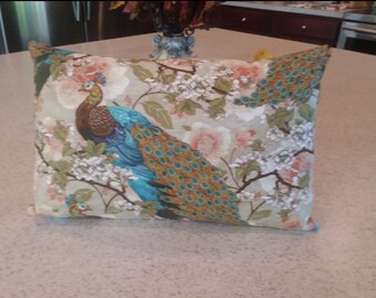 Lumbar Pillow , 9 X 14 , Multi Color , Spring Decor , Peacock , Home Decor , Fabric Craft , Throw Pillow, Toss Pillow