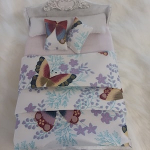 Butterfly Miniature Comforter Set 1:12 Scale Multi Color Complete With Fitted Sheet Only One Available