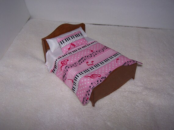 Dollhouse Miniature Music Note Comforter Pink Etsy