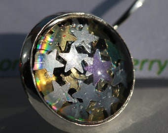 Cabochon oorbellen - Star zilver goud