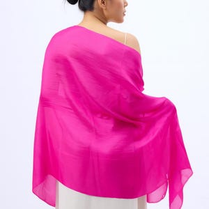Hot Pink Hand-Dyed Silk Scarf - 100% Mulberry Habotai - Artisan-Dyed in Vietnam - Lightweight Summer Wrap – Gift for Her