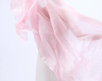 Hand-Dyed 100% Mulberry Silk Habotai Scarf, Pastel Pink, Soft and Lightweight, Sheer & Romantic, Handwoven Vietnamese Silk