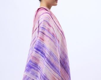 Bufanda Habotai 100% seda morera teñida a mano, color púrpura, suave y ligera, transparente y elegante, seda vietnamita tejida a mano