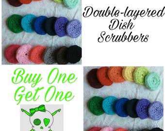 Buy 1, Get 1 Free, Eco-Friendly Durable Double Layered Tulle Dish Scrubbies, Scrubs, Scrubbers Crochet, PLEASE READ DESCRIPTION