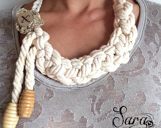 Nautical Necklace Cotton Rope Necklace Braided Necklace Etsy