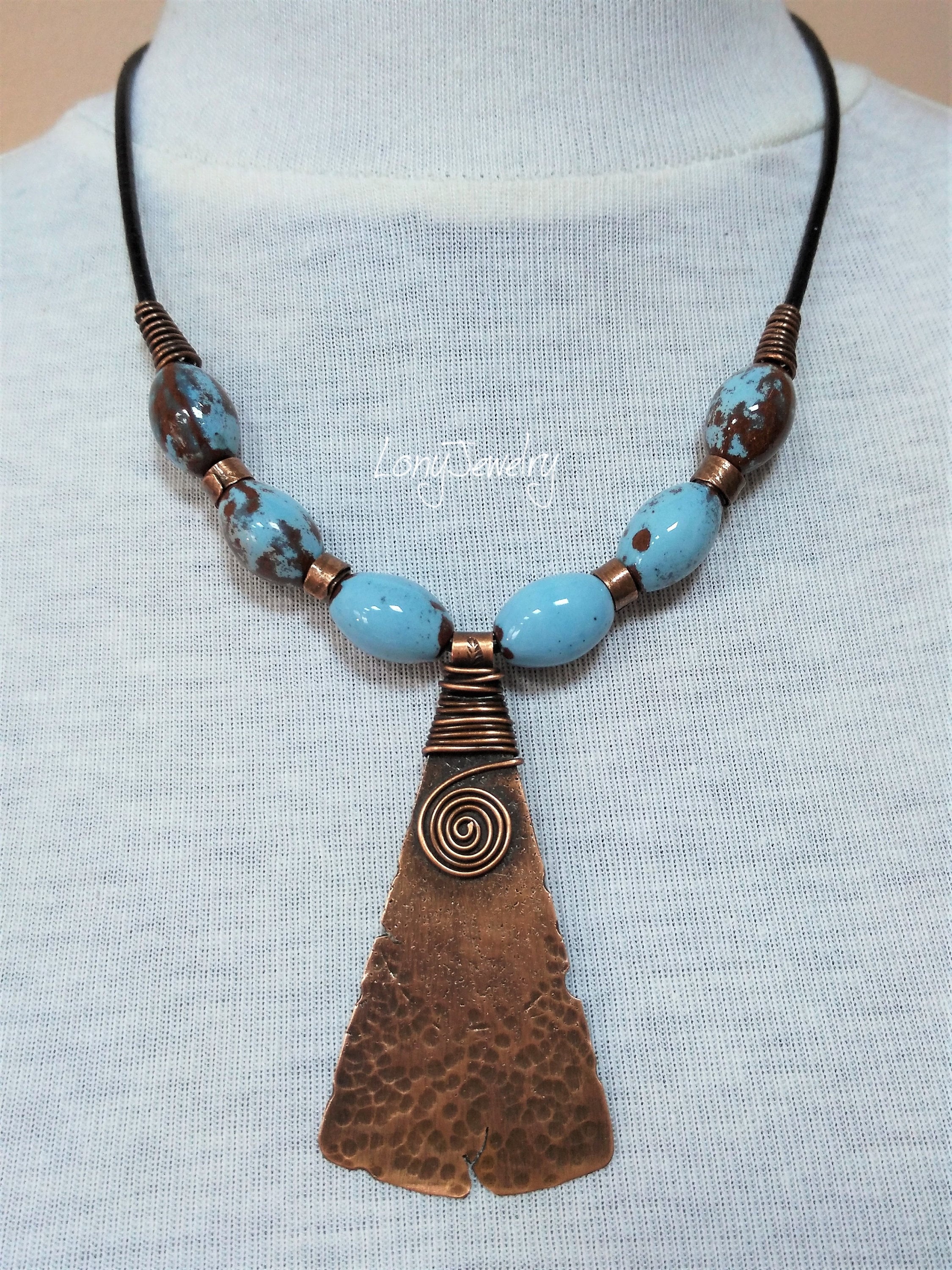 Copper Necklace Handmade Hammered Pendant Artisan Jewelry Etsy