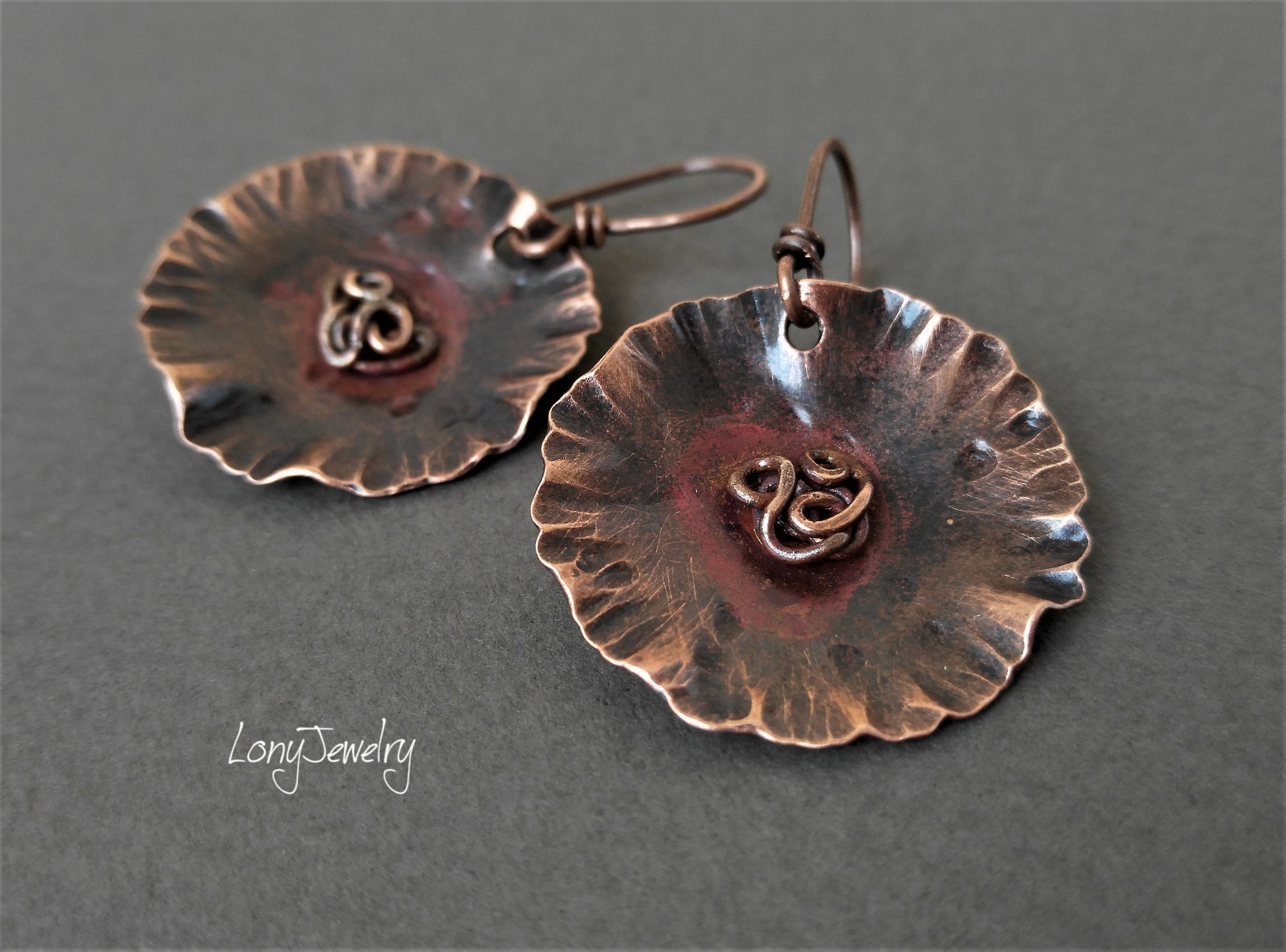 Copper Earrings Handmade Artisan Earrings Boho Earrings Copper Etsy