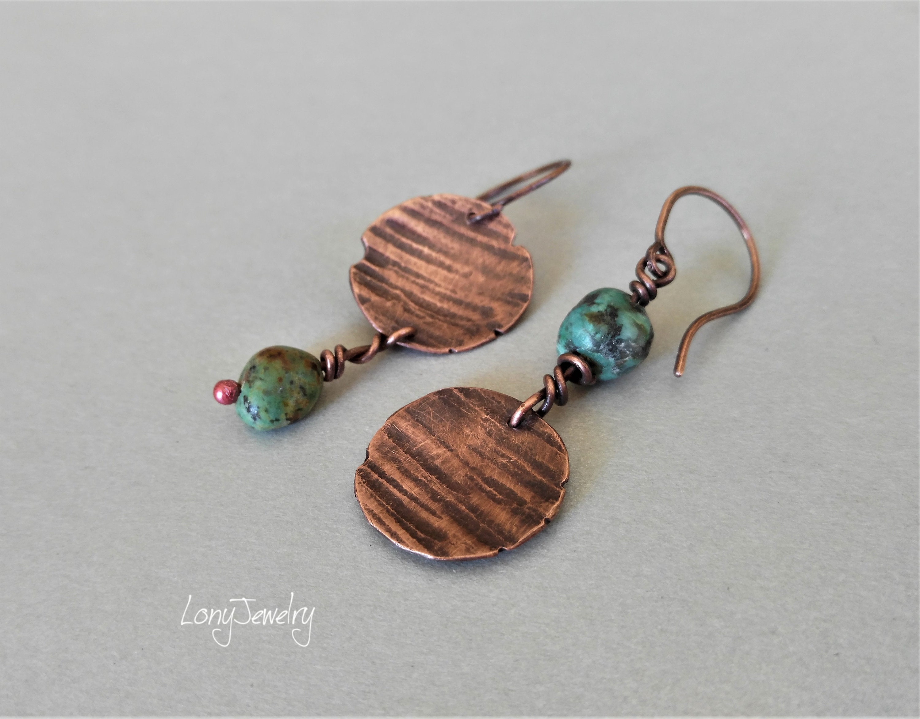 African Turquoise Earrings Copper Earrings Handmade Artisan - Etsy