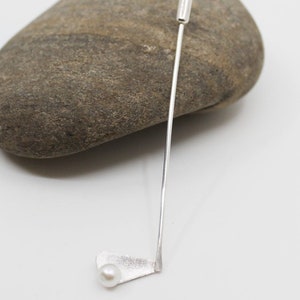 Silver Golf Club Pin Brooch,lady golfer brooch,golf prize,unisex gift,June birthday,30th anniversary,gift for golfer,golf accessory