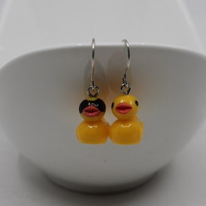 Rubber Ducky Earrings, tiny duckling earrings, cool duck earrings, fun jewellery accessory, gift for duck lover, novelty cute gift