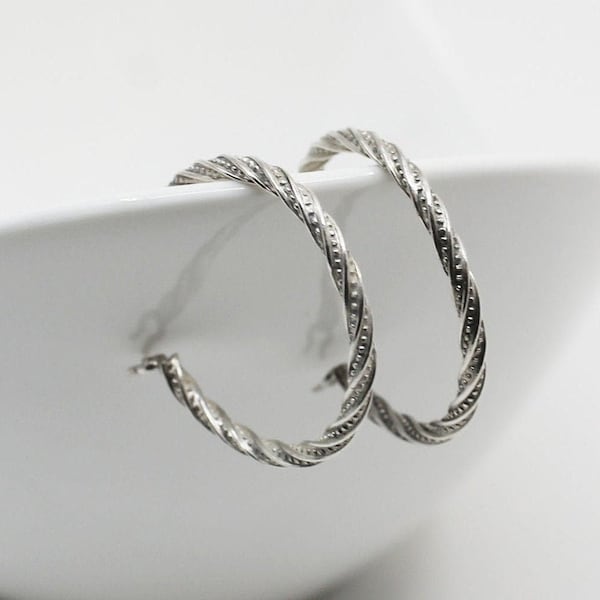 Marcasite style hoop hinged earrings, sterling silver, secure fitting, elegant accessory,best friend gift,birthday or anniversary,hoop