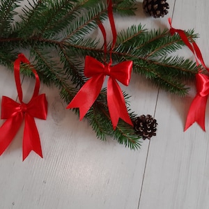 Red Christmas Bows, Red Christmas Tree Bow Set, Christmas Tree Bows, Red Gift Bows, Christmas Garland Bows, Bows for Christmas Tree, Red Bow