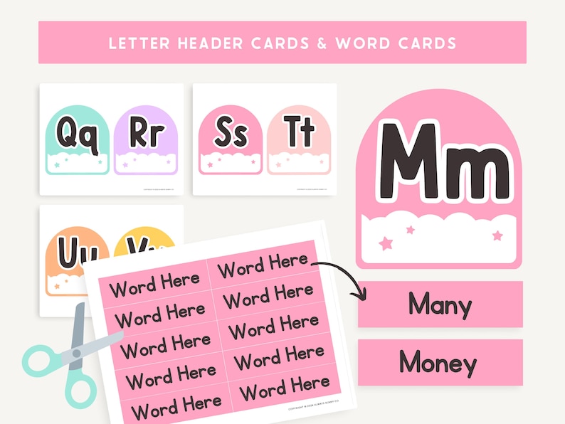 Classroom Word Wall Display, Editable Pastel Canva Templates, Bright ...