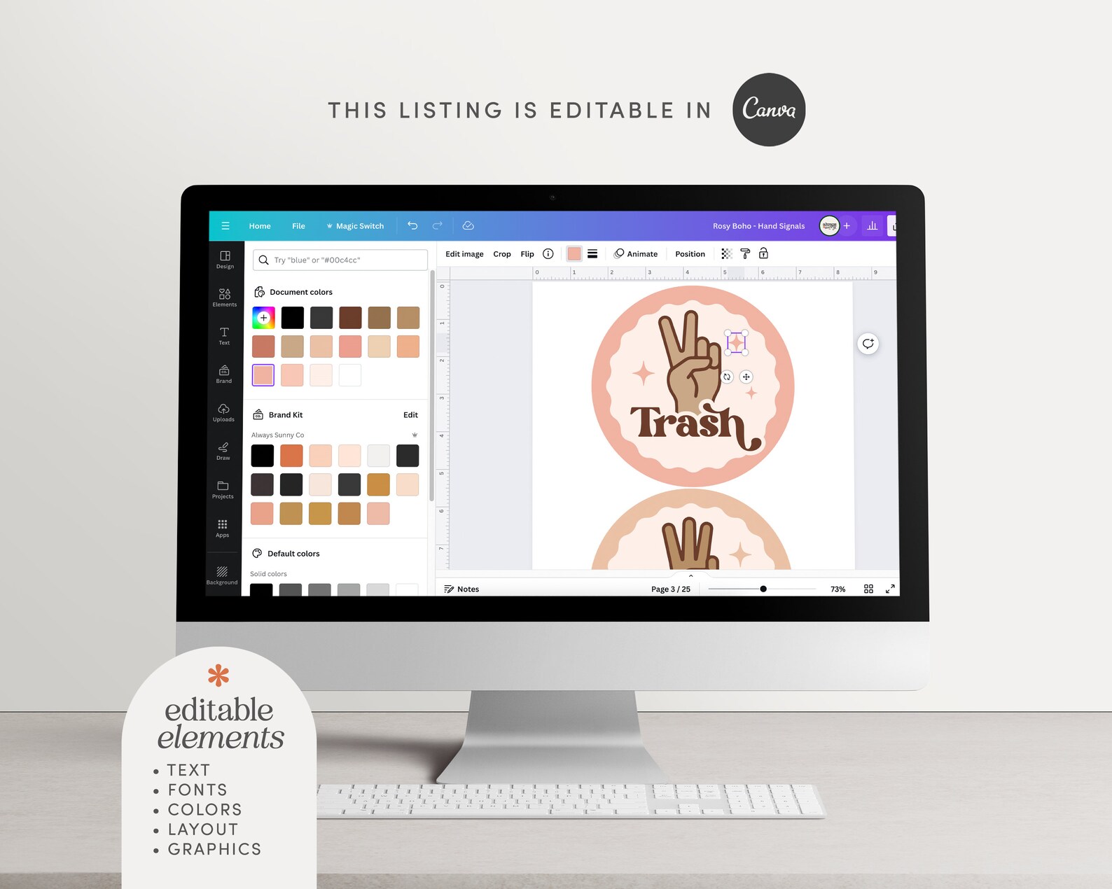 Classroom Hand Signals Poster Display, Editable in Canva, Boho Pink ...