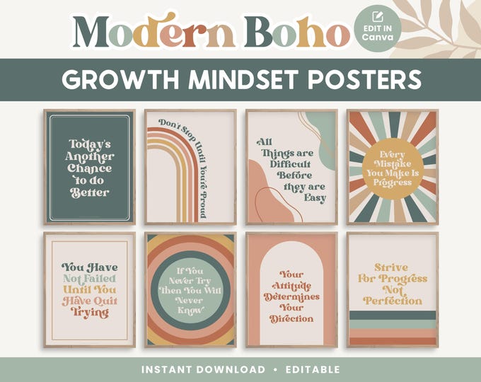 Growth Mindset Classroom Printable Posters, Classroom Quotes, Classroom ...