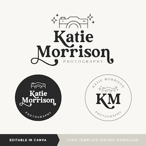 Bearbeitbares Logodesign, DIY Canva Modernes Boho Logo, Elegantes Logo, Kamera Fotografie Logo, trendige Fotograf Logo Vorlage, Sofort Download