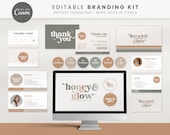 Editable Branding Kit, DIY Canva Modern Boho Logo, Retro Logo Template, Cute Simple Logo, Thank You Cards, Business Cards, Instant Download