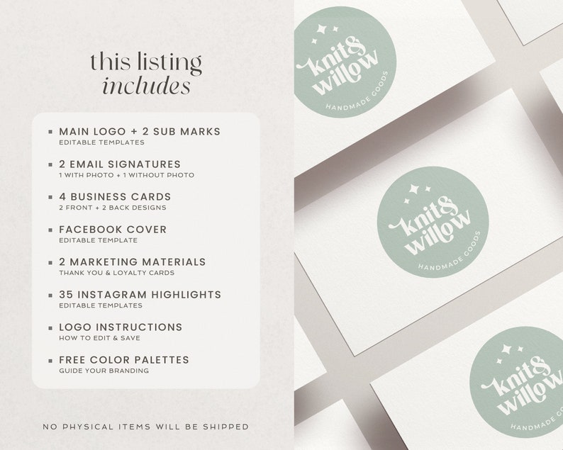 Editable Branding Kit, DIY Canva Modern Boho Logo, Retro Logo Template ...