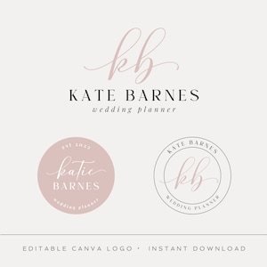 Bearbeitbares Logodesign, DIY Canva Modernes Boho Logo, elegantes Logo, Blatt Greenery Signature Logo, runde Script Logo Vorlage, Sofort Download