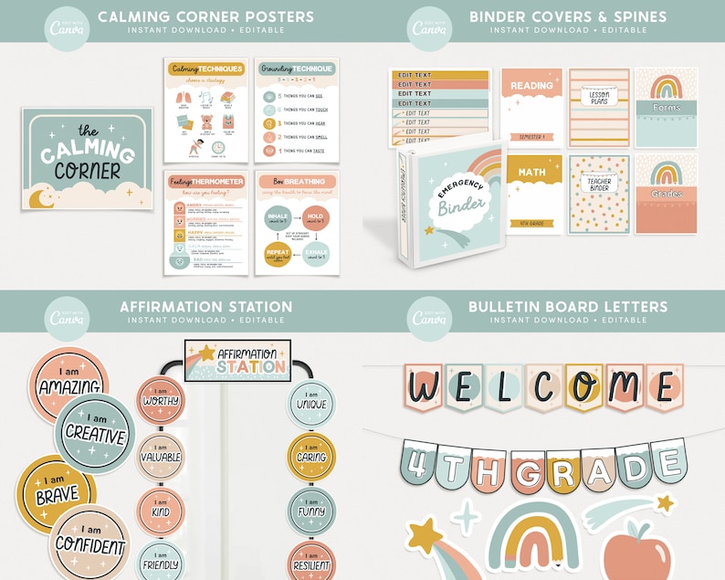 Editable Classroom Soft Clouds Complete Collection Printable Bundle ...