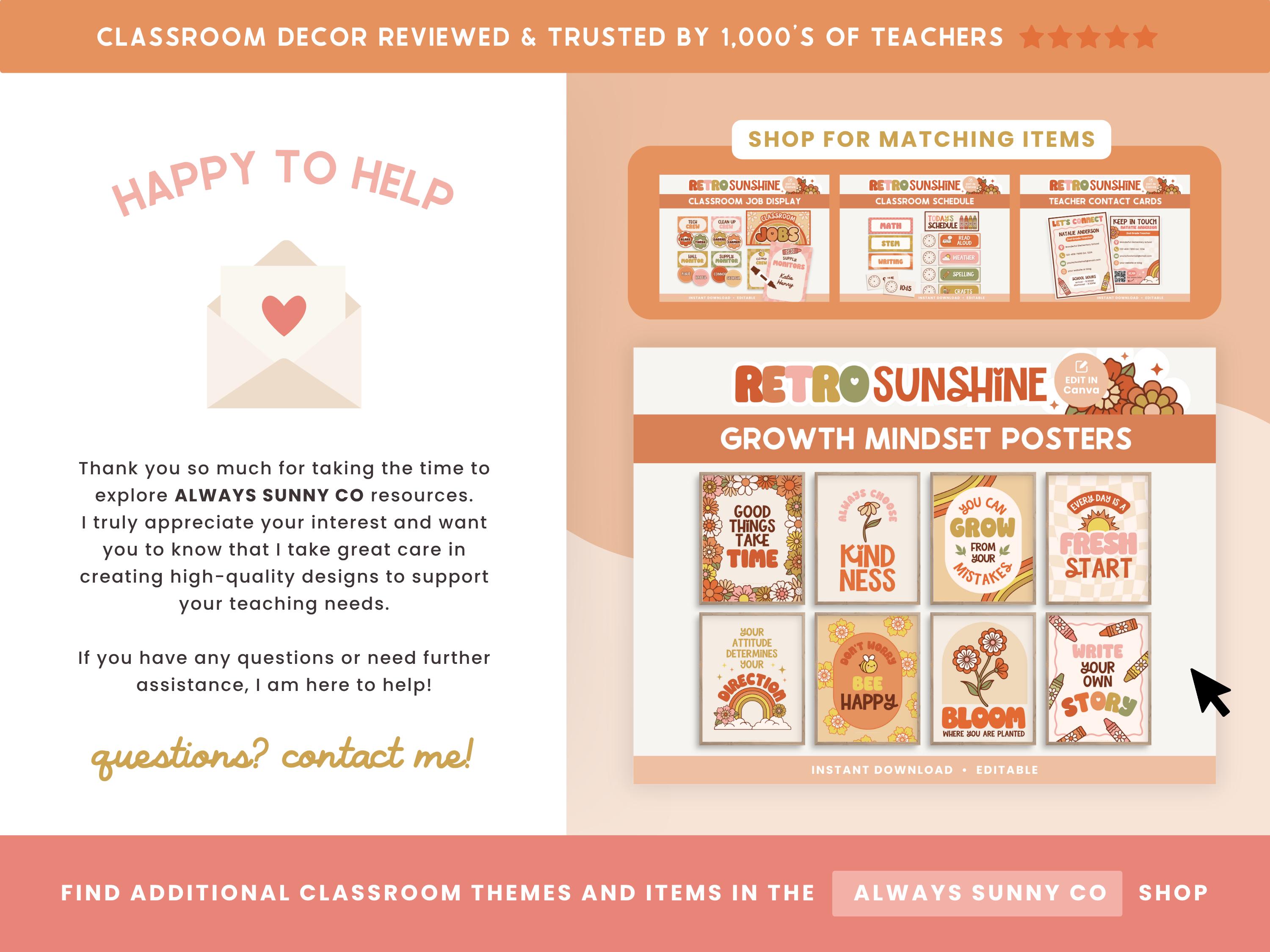 Classroom Affirmation Station Display, Retro Groovy Classroom Decor ...