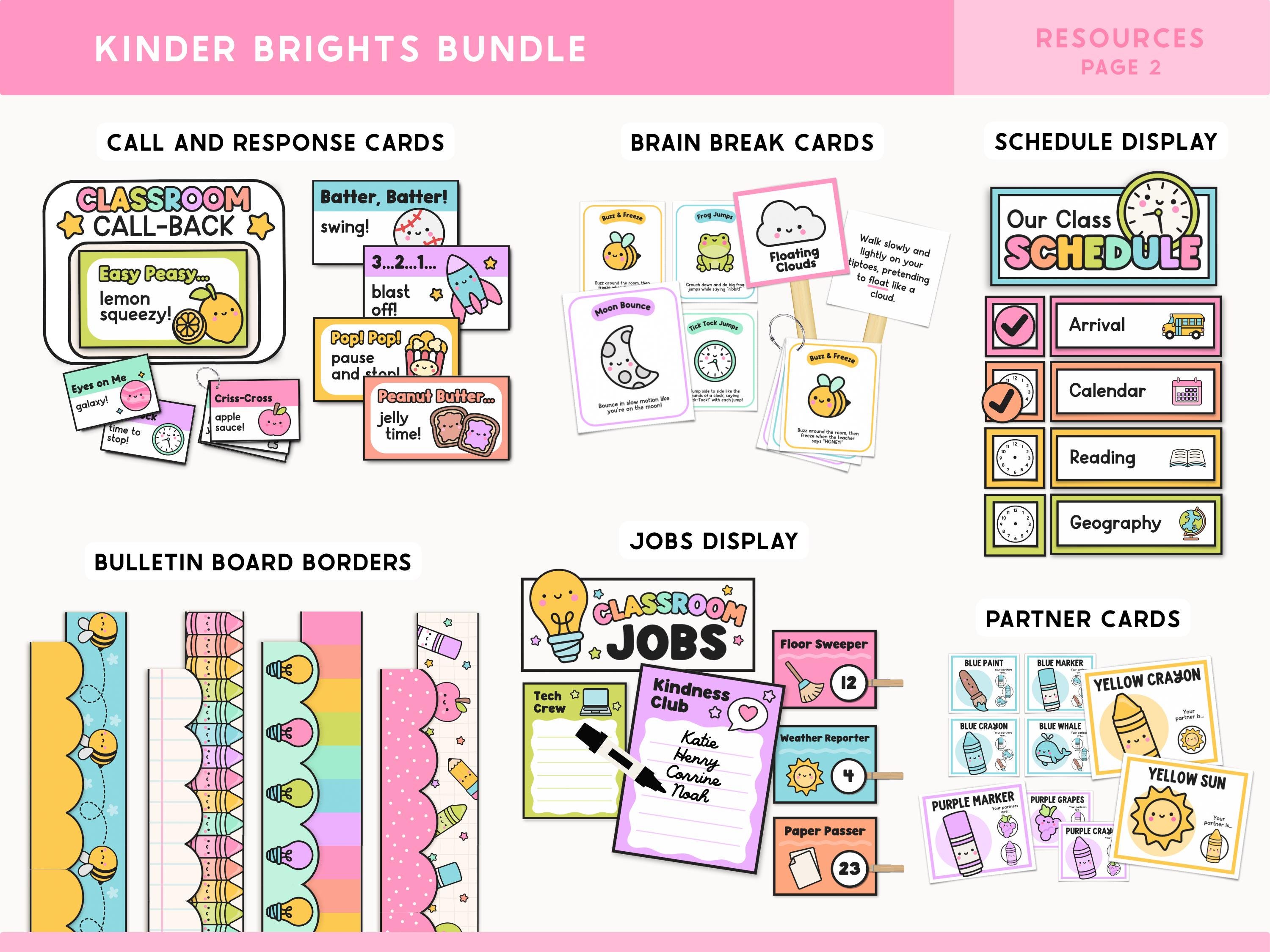 Editable Classroom Kinder Brights Printable Bundle, Canva Classroom ...