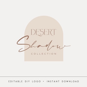 Editable Logo Design, DIY Modern Boho Logo, Elegant Logo, Minimalist Neutral Logo Template, Simple Arch Logo and Watermark, Instant Download