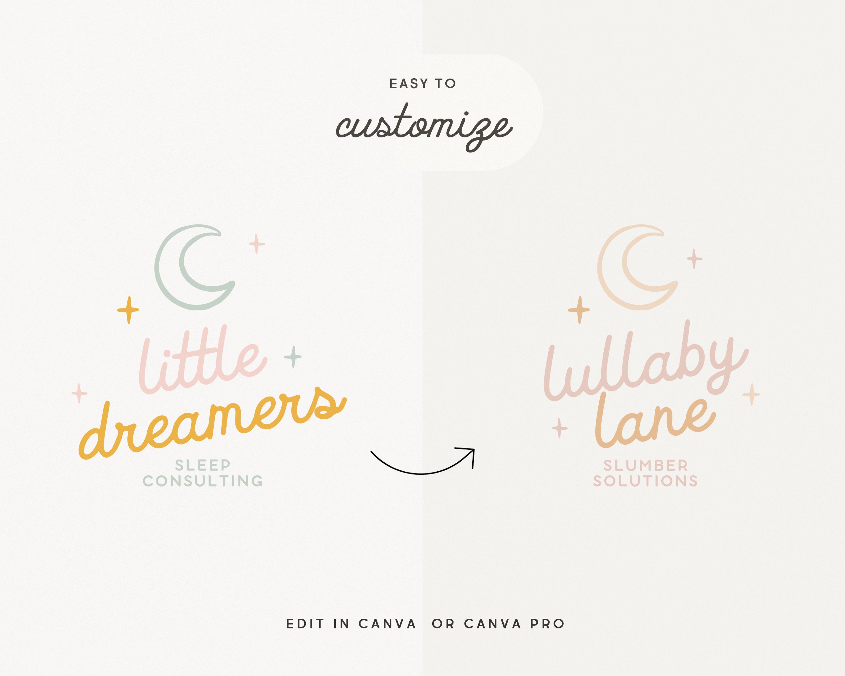 Editable Logo Design, DIY Canva Sleep Consulting Logo, Stars and Moon ...