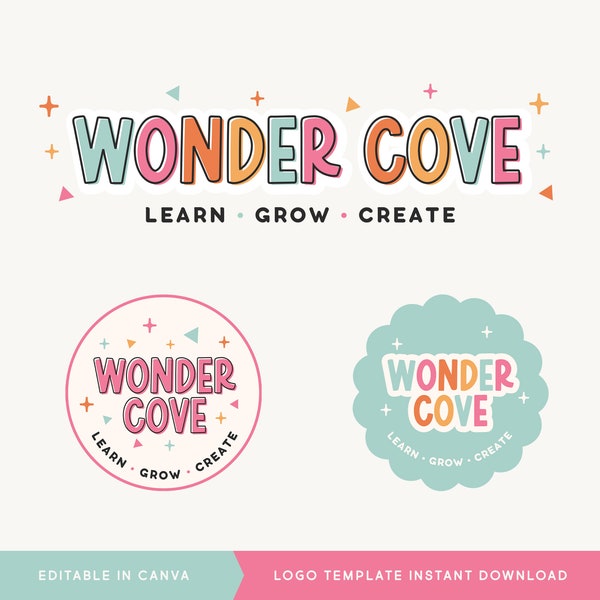 Editable Canva Logo Design, DIY Children's Boutique Branding, Cheerful Kids Blogger Logo Template, Instant Download