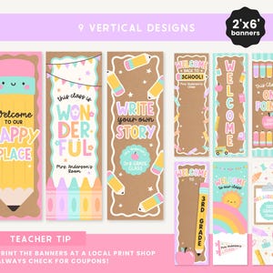 Editable 2x6 Printable Classroom Banners | Smart Pastels Kraft Paper Welcome Banners | Back to School Editable Canva Templates image 4