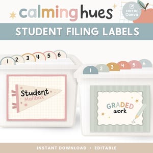 Peut inclure: Deux bacs de rangement en plastique blanc avec des étiquettes de classement pour élèves. Le bac de gauche présente un motif de fanion avec l'inscription Student Mailbox. Le bac de droite porte l'inscription GRADED work avec un crayon. Séparateurs 1 à 6.