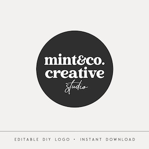 Editable Logo Design, DIY Circle Logo, Retro Creative Logo, Minimalist Studio Logo, Watermarks, Instant Download