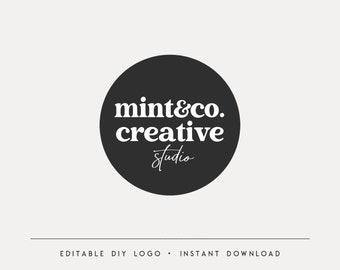 Editable Logo Design, DIY Circle Logo, Retro Creative Logo, Minimalist Studio Logo, Watermarks, Instant Download