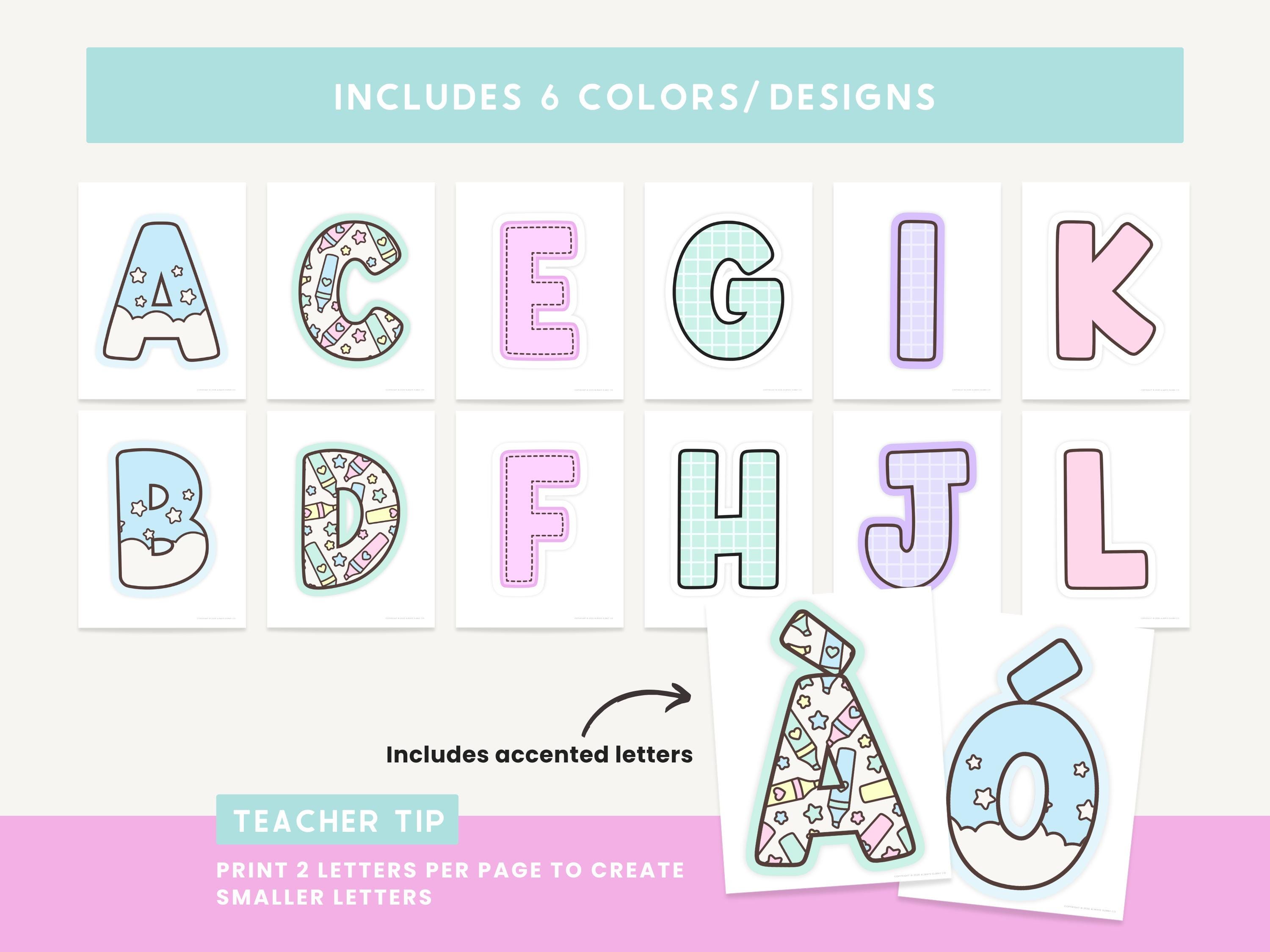 Editable Classroom Bulletin Board Letters | Colorful Pastel Alphabet ...