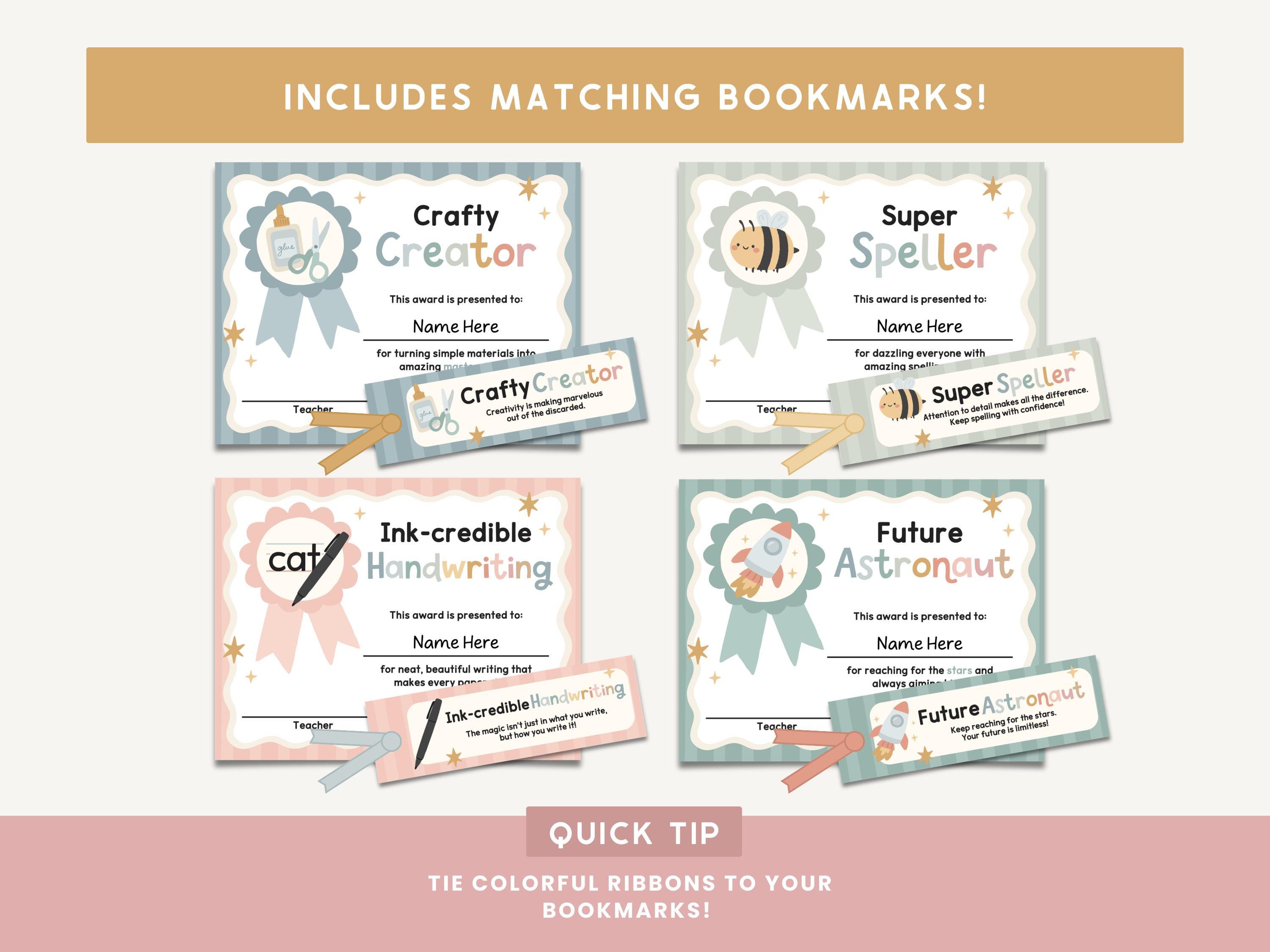 Editable Classroom End of Year Awards & Matching Bookmarks | Student ...