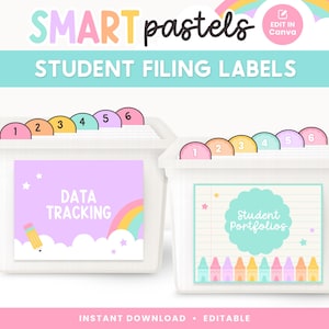 Bearbeitbare Studentenablageetiketten | Canva Vorlagen für die Organisation von Klassenzimmern | Pastell Lehrer Briefkasten Aufkleber | Sofort Download