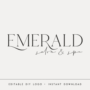 Design de logotipo editável, logotipo elegante DIY, logotipo de fotografia moderna, boutique minimalista, logotipo de salão e spa, download instantâneo