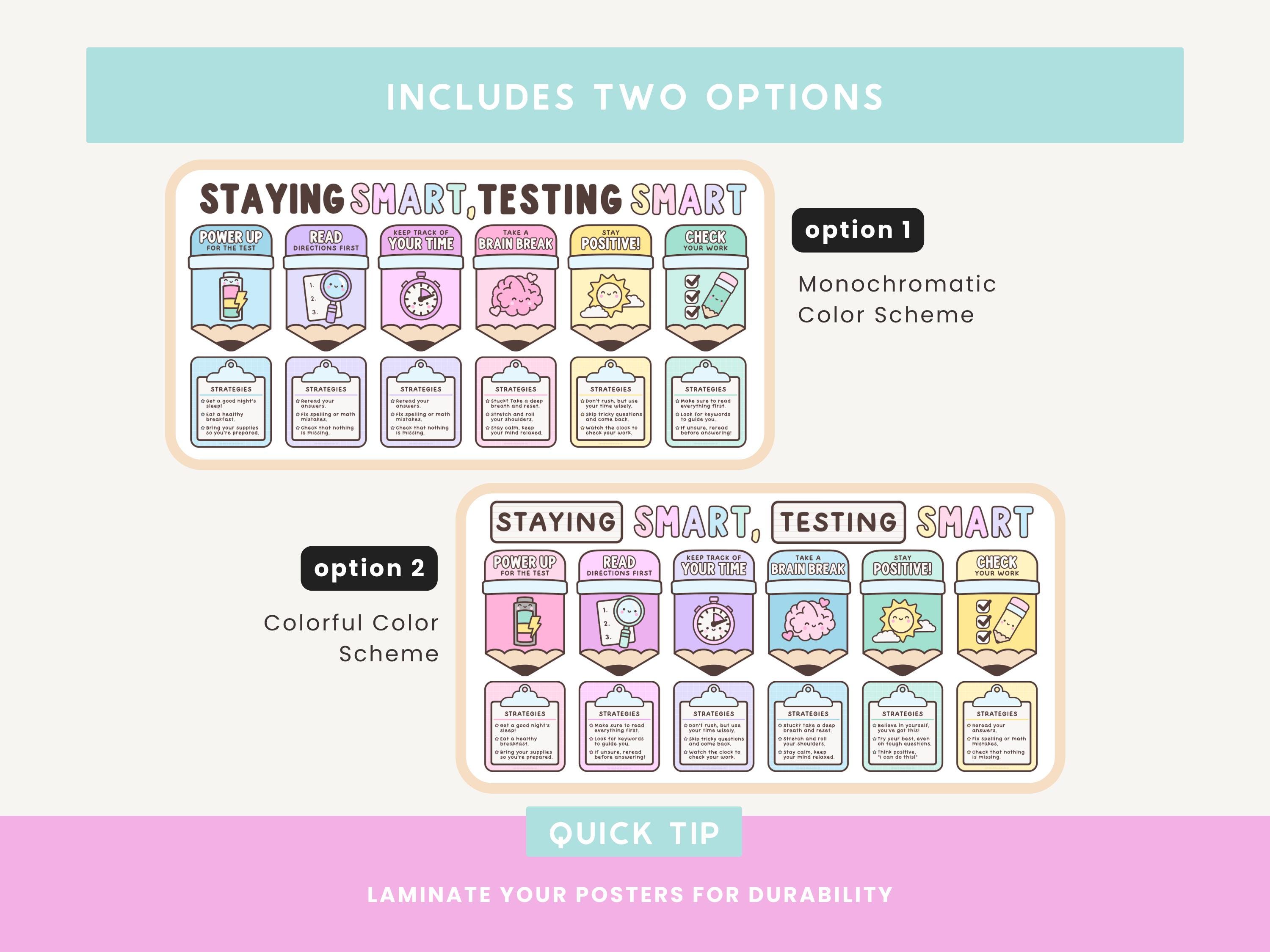Testing Classroom Poster Editable Classroom Test Taking Strategy Posters | Testing Smart ...