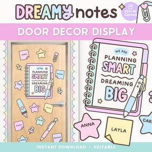 Editable Pastel Planner Classroom Door Decor | Cute Back to School Display | Student Name Door Sign