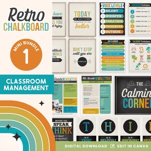 Editable Classroom Management Printable Bundle, Growth Mindset, Voice Levels, Calming Corner) PNGs, PDFs + Canva Editable Files