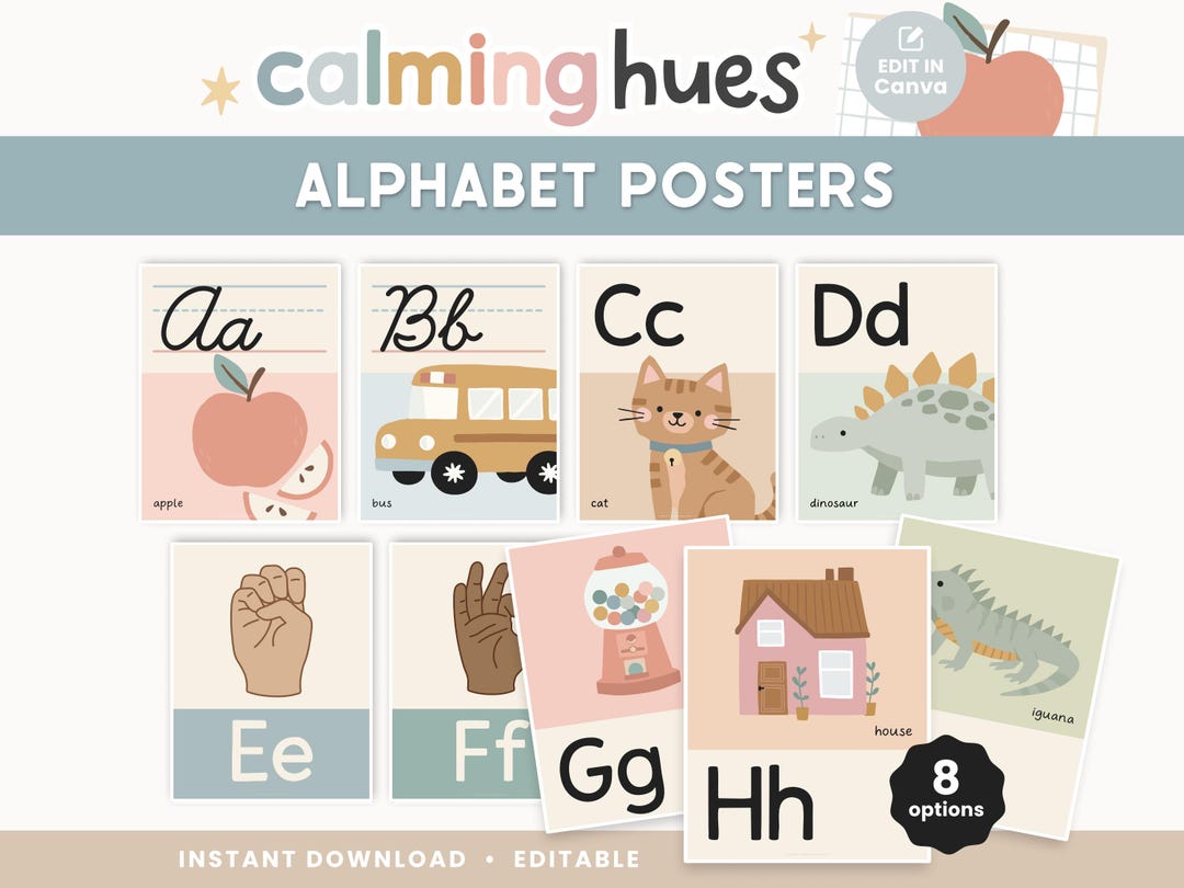 2 Colorblock Letters Editable Alphabet Posters | Classroom Alphabet Decor | ASL + Color ...