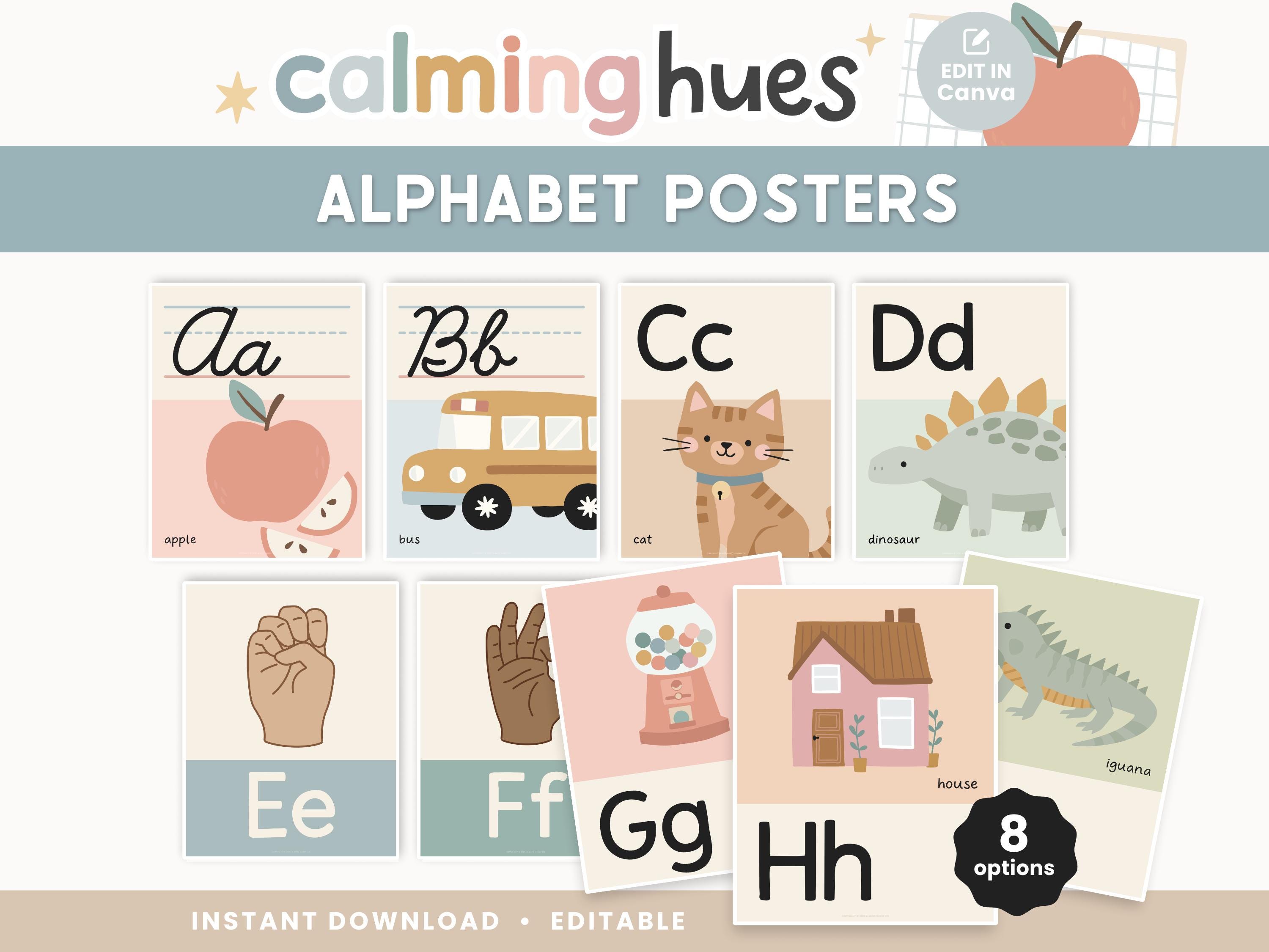 Editable Alphabet Posters | Classroom Alphabet Decor | ASL + Color ...