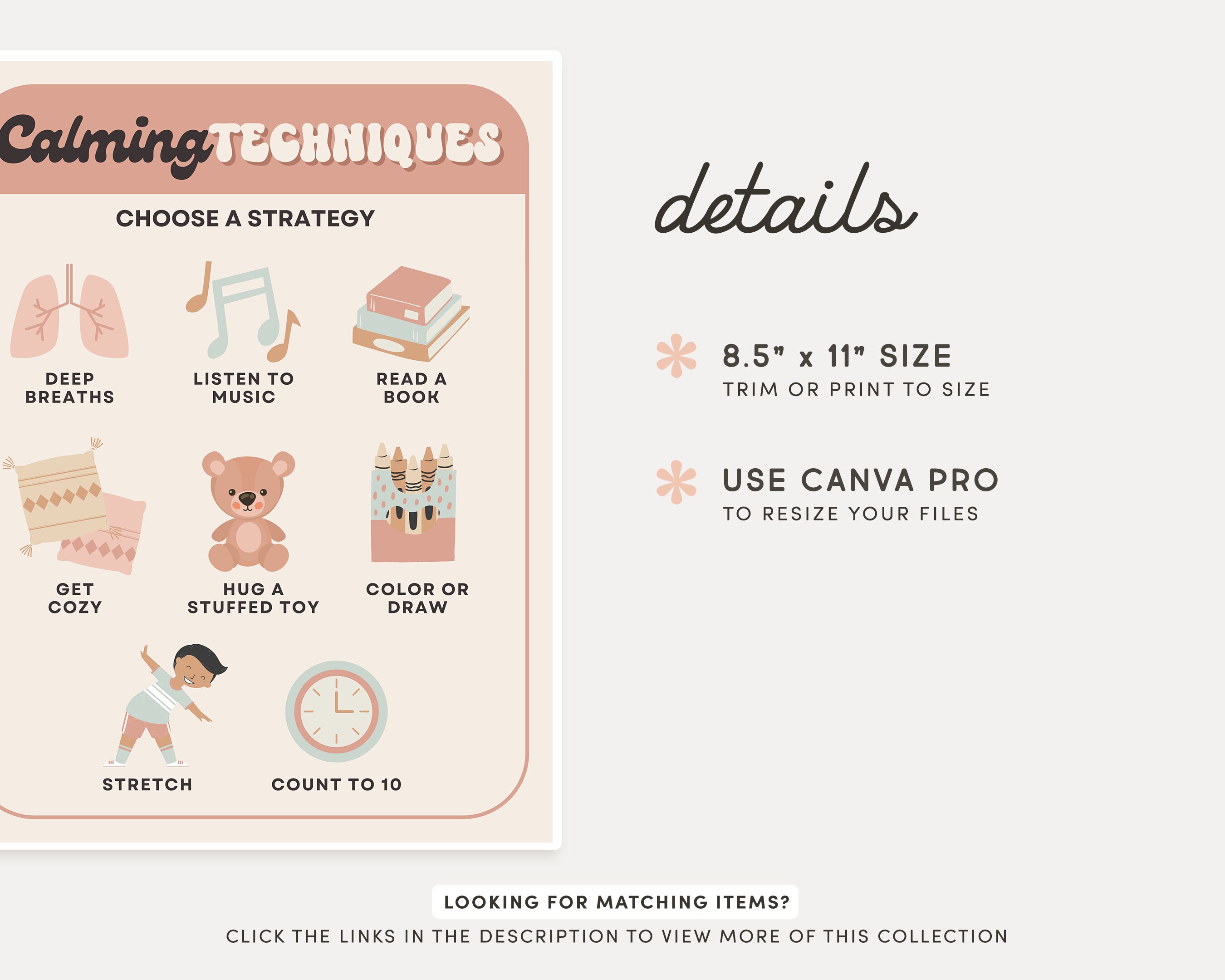 Calming Corner Editable Classroom Printables, Calm Down Skills, Cute ...