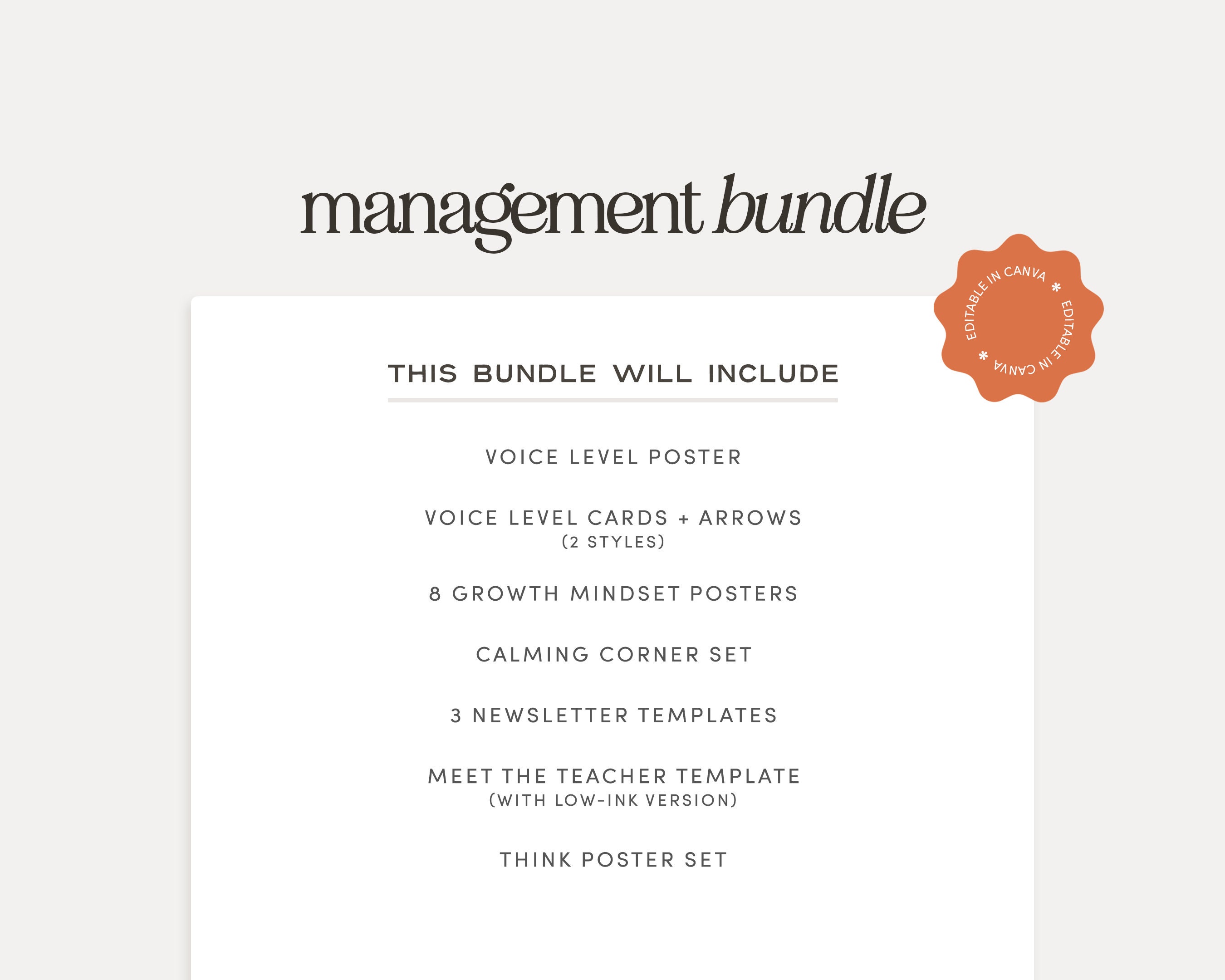 Editable Classroom Management Printable Bundle, Modern Boho Canva ...