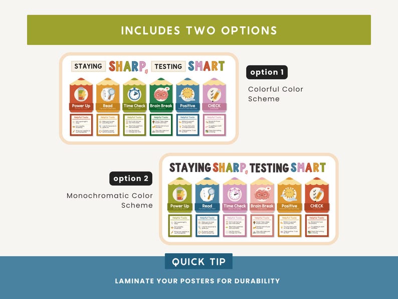Testing Classroom Poster Editable Classroom Test Taking Strategy Posters | Testing Smart ...
