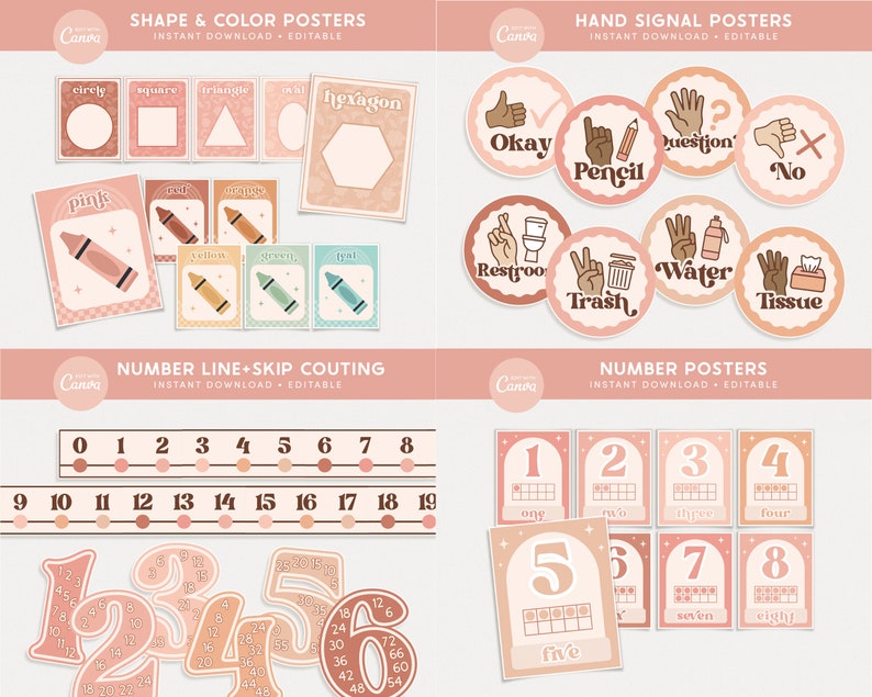 Editable Classroom Rosy Boho Complete Collection Printable Bundle ...